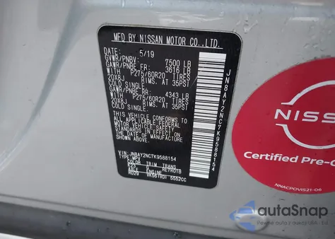 2019 Nissan Armada Sl из США, поврежденный, VIN JN8AY2NC7K9588154